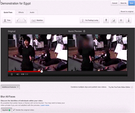 YouTube nov umouje nechat rozmazat oblieje na videu.