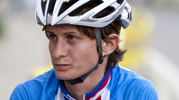 Rychlobruslaka Martina Sáblíková bhem cyklistického závodu Tour de Feminin.