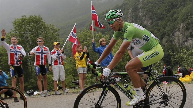 Peter Sagan v prbhu 14. etapy na Tour de France.