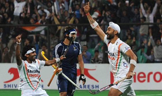GÓL. Indický pozemní hokejista Sandíp Singh si pro olympijské hry vytyil