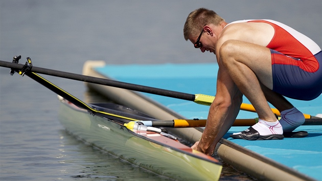 Skifa Ondej Synek si u vyzkouel podmínky na olympijském kanále.