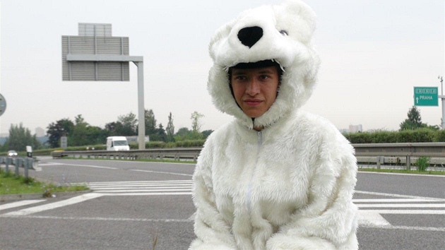Mladk pevleen za lednho medvda se zapojil do kampan organizace Greenpeace "Zachrame Arktidu".