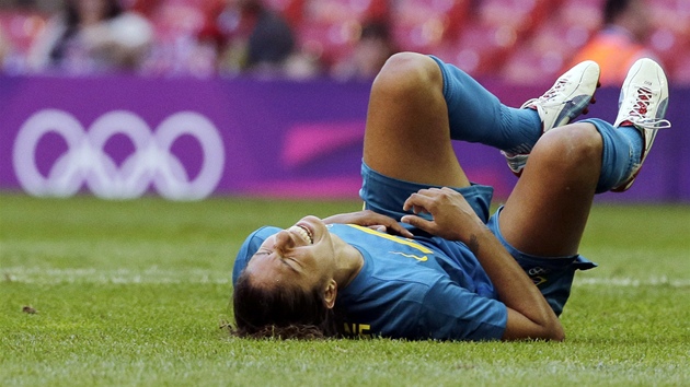 Brazilsk fotbalistka Cristiane slav jedin gl zpasu s Novm Zlandem.