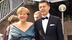 Angela Merkelová s manelem na operním festivalu v Bayreuthu v roce 2008