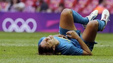 Brazilská fotbalistka Cristiane slaví jediný gól zápasu s Novým Zélandem.