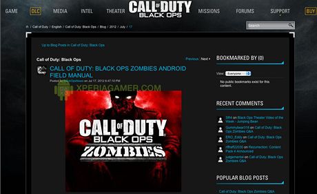 Oficiální píspvek o titulu Black Ops Zombies na fórech hry Call of Duty,