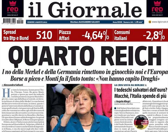 Titulní strana deníku il Giornale