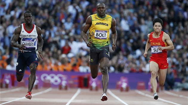 B̎ PRO VTZSTV. Jamajsk sprinter Usain Bolt s pehledem vyhrl druh olympijsk semifinle.