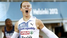 Pavel Maslák probíhá cílem coby vítěz finálového běhu na 400 metrů na Pavel Maslák probíhá cílem coby vítěz finálového běhu na 400 metrů na