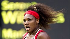 Amerianka Serena Williamsová pi finálovém utkání s Ruskou Marií arapovovou.