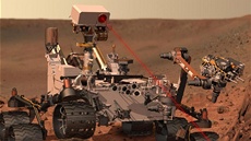 Takto si grafik představuje Curiosity v činnosti na povrchu Marsu. Takto si grafik představuje Curiosity v činnosti na povrchu Marsu.