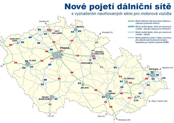 Nov pojet esk dlnin st podle nvrhu ministerstva dopravy.