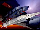 Hypersonick letoun X-51A Waverider pod kdlem letadla B-52 Stratofortress,...