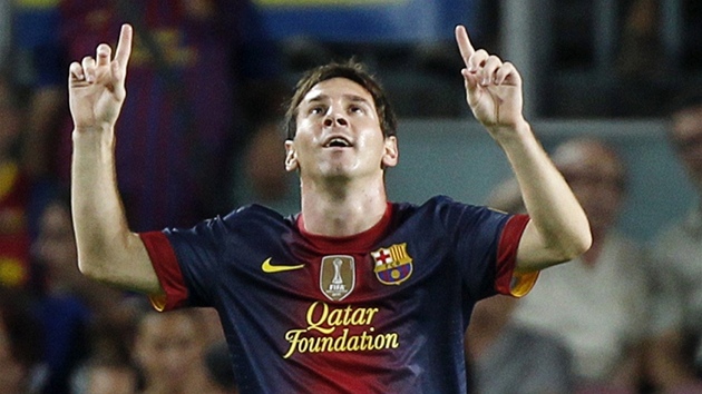 Lionel Messi z Barcelony slaví gól v úvodním kole panlské ligy.