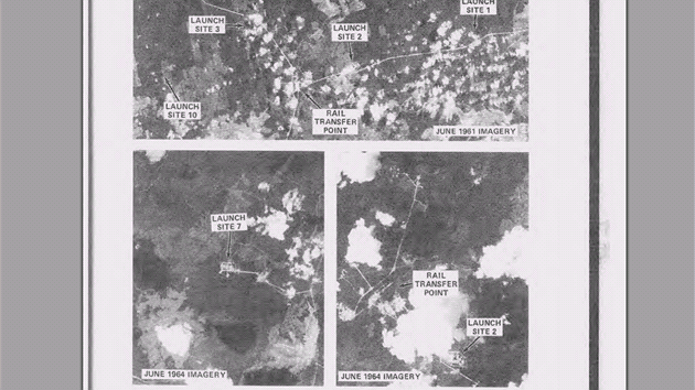 Interkontinentln balistick stely, pipraven 500 km vchodn od Moskvy, zachycen na snmku z KH-2 z roku 1961 (z dokumentu The CORONA Story, odtajnno 2010)