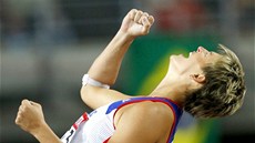 2007. Barbora potáková se raduje z vítzství na mistrovství svta v atletice v