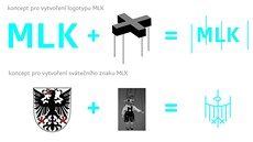 Takto se rodil nový logotyp a svátení znak (dole) Muzea loutkáských kultur v