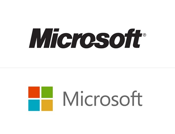 Staré a nové logo Microsoftu.
