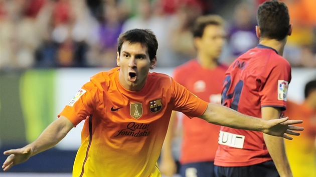 ZASE DIL. Argentinsk fotbalista Lionel Messi pomohl Barcelon dvma gly k vhe nad Osasunou.