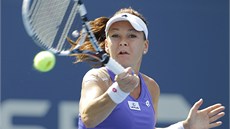 KONCENTRACE NA ÚDER. Polská tenistka Agnieszka Radwaská na US Open v New Yorku.