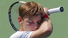 JE TO DINA. Belgický tenista David Goffin v úvodním kole US Open. 