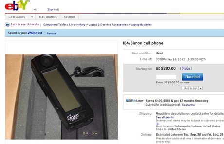 IBM Simon - první smartphone na svt v aukci na portálu eBay