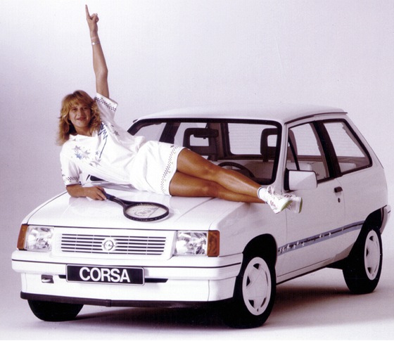 Opel Corsa propagovala i známá tenisová hvzda z 80. let minulého století.