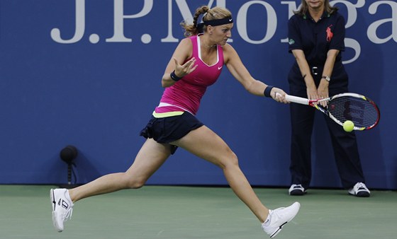 V AKCI. Petra Kvitová v utkání tvrtého kola US Open proti Marion Bartoliové