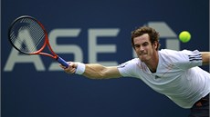 TROCHU SE PROTÁHNOUT. Andy Murray v semifinále US Open proti Tomái Berdychovi.