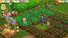 Pohled z dálky na farmu ve Farmville 2