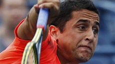 PANL V AKCI. Nicolas Almagro v duelu s Tomáem Berdychem.