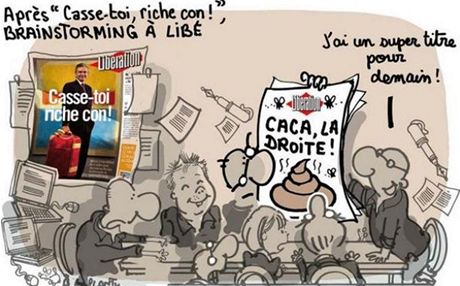 Humor na francouzské tiskové scén - autora Plantu z deníku Le Monde. U stolu