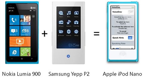 Vtip narejc na podobnost novho iPodu Nano s produkty vrobc Nokia a
