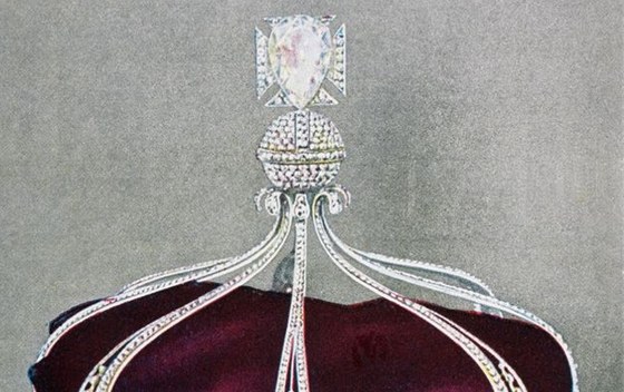 Detail koruny britské královny. Na pici je umístn diamant Koh-i-Noor.
