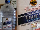 estilitrový plastový barel, na jeho etiket je uvedeno Originál vodka ...