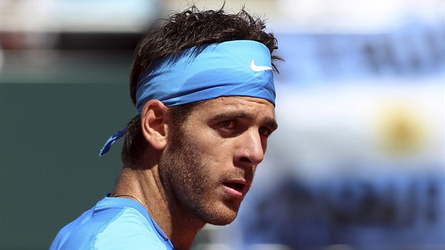 TENHLE BOD JE MJ. Argentinský tenista Juan Martín del Potro v utkaní Davis