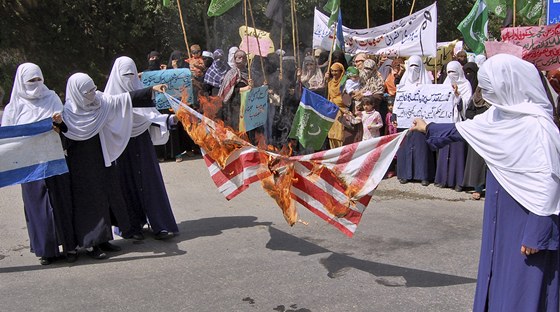 Protiamerické protesty v Pákistánu.