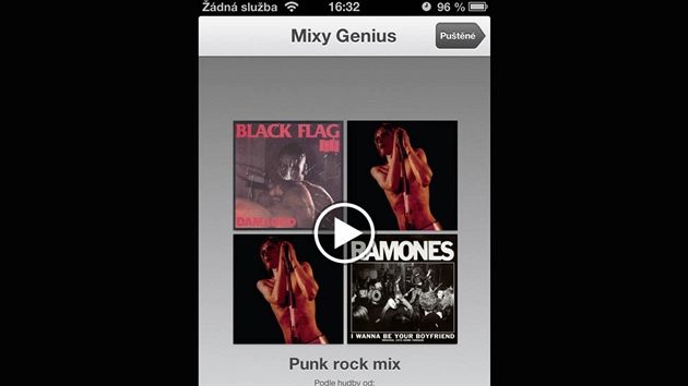iPhone 5 - hudebn pehrva nabz seznam skladeb Genius.