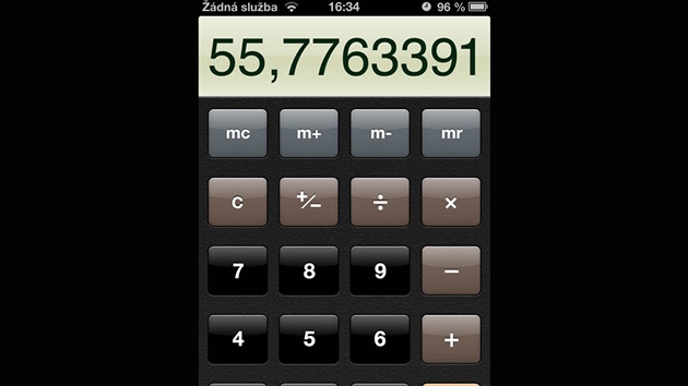 iPhone 5 - kalkulaka je stle stejn.