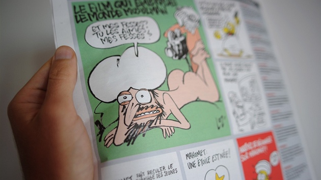 Malvky. kter natvaly muslimy. Karikatury proroka Mohameda na strnkch francouzskho satirickho listu Charlie Hebdo.