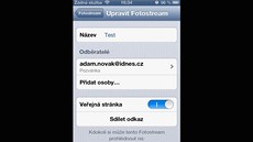 iPhone 5 - Fotostream vygeneruje internetou adresu, kterou lze sdílet.