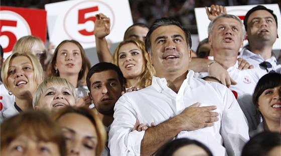 Gruzínský prezident Michail Saakavili bhem pedvolebního mítinku na