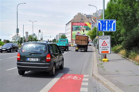 Konec cyklopruhu na silnici v Michli