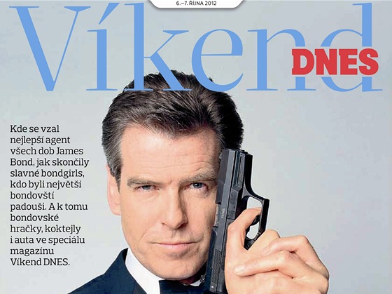 Tituln strana magaznu Vkend DNES na tma James Bond - Pierce Brosnan