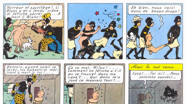 Ukzka z francouzskho vydn komiksu Tintin v Kongu