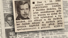 Inzerát k narozeninám Václava Havla alias Ferdinanda Vaka