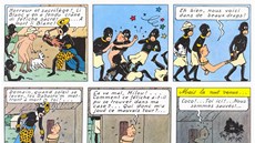Ukázka z francouzského vydání komiksu Tintin v Kongu