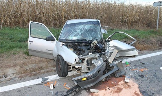 Nehoda mezi Kyjovem a Stráovicemi, pi které zemela idika vozu Pontiac a
