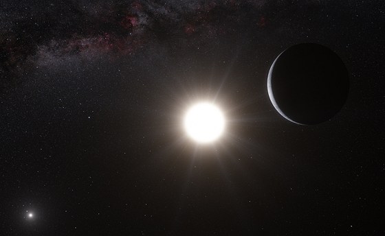 Ilustrátorova pedstava pohledu na soustavu Alfa Centauri s nov objevenou...
