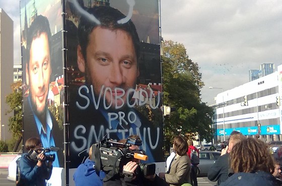 Protest proti uvznní Romana Smetany